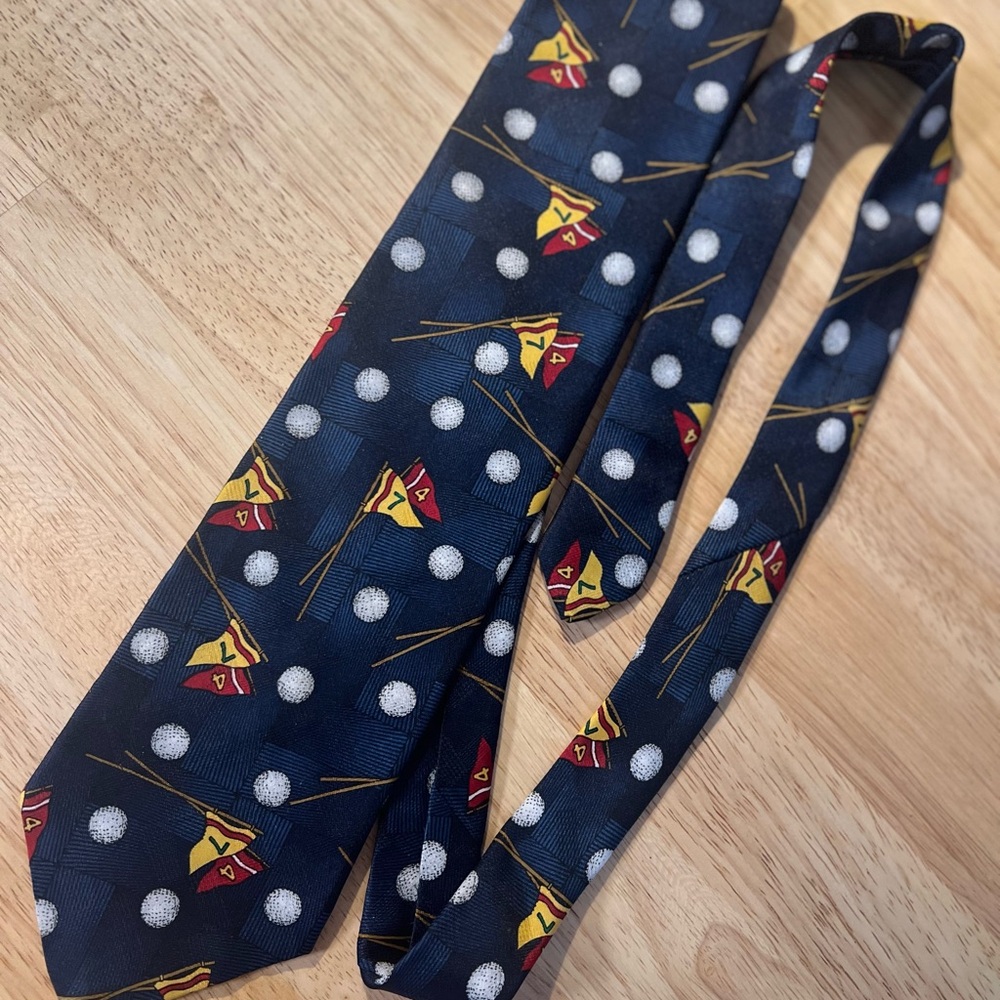 Golf Ball Tee & flag design Navy Blue Tie PURITAN special edition